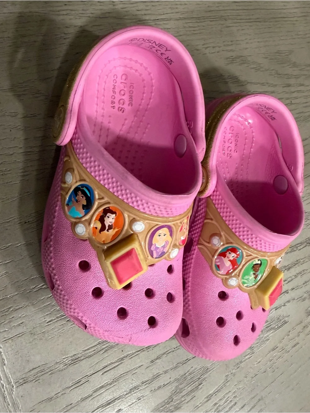 CROCS Kids Pink Princess Charm Clogs